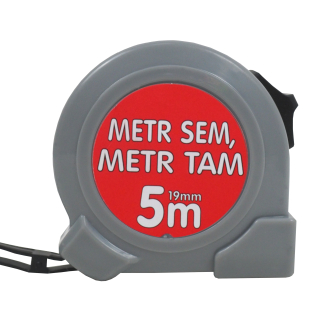 TOPTRADE svinovací metr 5 m × 19 mm, jednobrzdový „Metr sem, metr tam…“